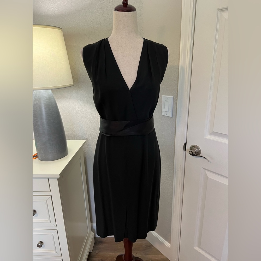 Hugo Boss double belted black knee length shift dress. Size 12